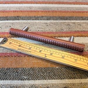 NWOT 5 Handcrafted Leather Wrapped Brush Nickel Drawer Pulls (Set of 5)